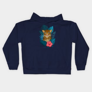 Tropical Jungle Leopard | Blue Kids Hoodie